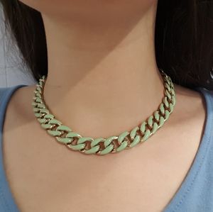 Chain Necklace - Mint Green with Gold Hardware
